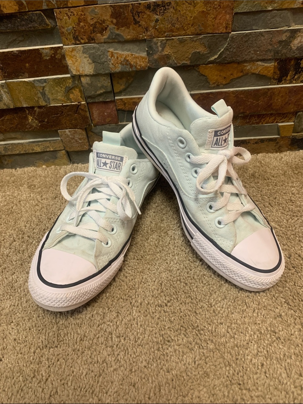 Converse Low Top Sneakers in Mint Green and White